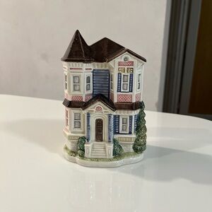 Otagiri Victorian House Ceramic Figurine - Blue, Pink, Brown